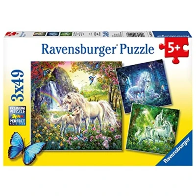 Abbildung von Ravensburger Kinderpuzzle 09291 Schöne Einhörner Puzzle für Kinder ab 5 Jahren, mit 3x49 Teilen, Yellow