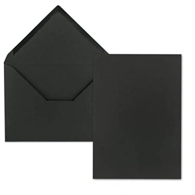 Abbildung von FarbenFroh by GUSTAV NEUSER 25 Stück Karte mit Umschlag Set Einzel Karten Din A5 14,8 x 21 cm Kraftpapier Schwarz Umschlägen C5 15,7 22,5 Nassklebung
