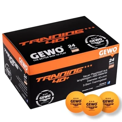 Abbildung von GEWO Tischtennisbälle Training 40+ 3 Sterne Tischtennis Bälle aus ABS Plastik mit Naht Hochwertige Ping Pong Bälle, Durchmesser 40+mm, Vorratspackung 24 Stück, Orange…