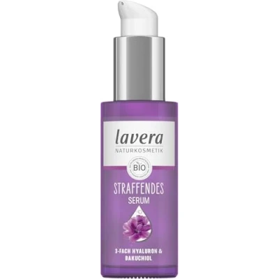 Abbildung von lavera Straffendes Serum vegan Naturkosmetik 3 fach Hyaluron &amp; und dem Power Wirkstoff Bakuchiol ohne Nanopartikel Alkohol Feuchtigkeit Pflege 30 ml (1 Stück)