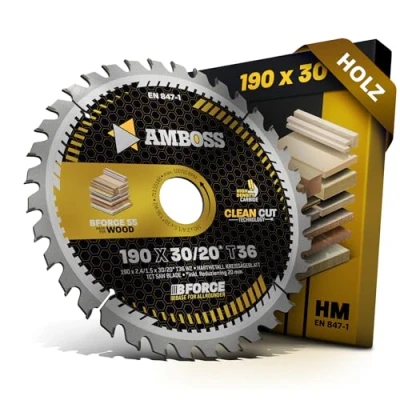 Abbildung von HM Kreissägeblatt 190x30 20 Z36 Wechselzahn für Holz Allround. AMBOSS WERKZEUGE® Sägeblatt 190mm +Reduzierring 30mm. 190x20 komp. zu Bosch GKS 190. 65 Metabo KS66 DWE576 DWE575 uvm.