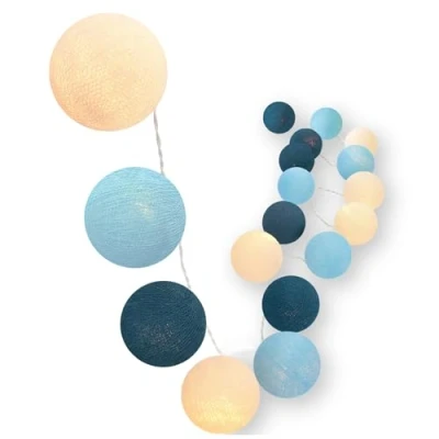 Abbildung von CREATIVECOTTON LED Lichterkette mit Cotton Balls inkl. Timer und Dimmer (Ocean, 20 Kugeln)