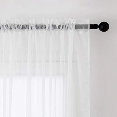 Abbildung von MIULEE Voile Vorhang Transparente Gardine aus Einfarbig Stangendurchzug Transparent Wohnzimmer Luftig Dekoschal für Schlafzimmer 2er Set 175 x 140cm (H B), Rod Pocket Weiß