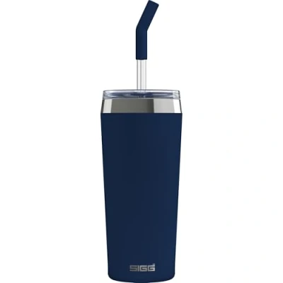 Abbildung von SIGG Helia Kaffeebecher to go (0.6 L), doppelwandig isolierter Thermobecher mit Glas Strohhalm, auslaufsicherer Tumbler aus Edelstahl für heisse &amp; kalte Getränke