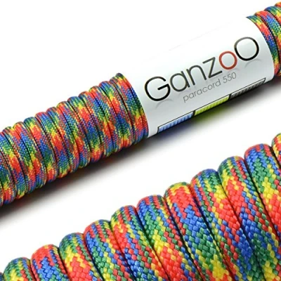 Abbildung von Ganzoo Paracord 550 Seil 4mm Outdoor Schnur / 30 Meter/Typ 3 Nylon &amp; Polyester/ 7 Innenstränge/Allzweckseil für Hundehalsband/Hundeleine Knüpfen/Camping Survival/Bunt