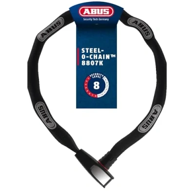 Abbildung von ABUS Kettenschloss Steel O Chain 8807K Flexibles Fahrradschloss aus gehärtetem Stahl Sicherheitslevel 8 110 cm Schwarz