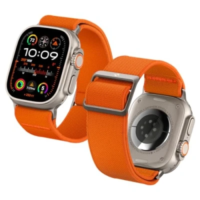 Abbildung von Spigen Lite Fit Ultra Armband Entwickelt für Apple Watch 2/1 49mm, Serie 10 46mm und 9/8/7/6/5/4/SE 45mm,44mm Einstellbare Nylon Solo Strap Orange