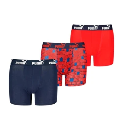Abbildung von PUMA Boy&#039;s Elements Boxer, Navy/red, 134/140 (3er Pack)