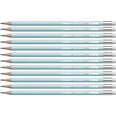 Abbildung von Bleistift mit Radierer STABILO Swano Pastel Härtegrad HB 12er Pack blau