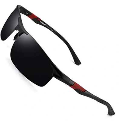 Abbildung von PUKCLAR Sonnenbrille Herren Polarisierte Sportbrille Fahrerbrille Al Mg Metall Rechteckig Rahme Cat 3