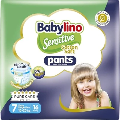 Abbildung von Babylino Sensitive Cotton Soft Windeln Größe 7, Pants XL Plus (15 25 kg), 16 Stück