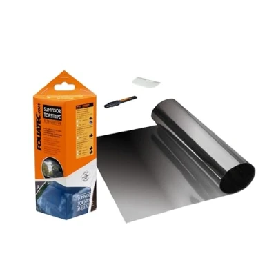 Abbildung von FOLIATEC SUNVISOR Reflex Blendstreifen Tönungsfolie Sonnenschutzfolie Windschutzscheibe Folie mit stylischer Farbverlauf, schwarz, 20 x 150 cm