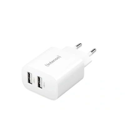 Abbildung von Intenso Power Adapter W24AA, USB A Ladegerät mit 2 Anschlüssen, 24 Watt, weiß