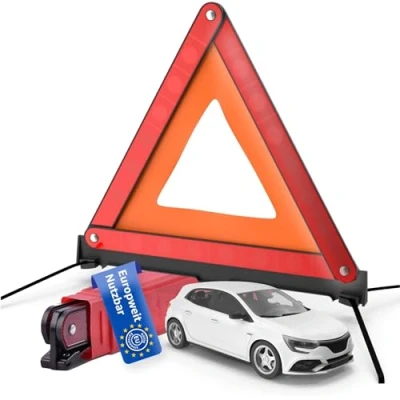 Abbildung von autogadget® KFZ Warndreieck Notfalldreieck rot, Dreieck Autozubehör Pannendreieck Auto Triangle für Unfall &amp; Pannen