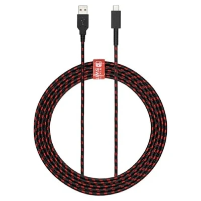 Abbildung von PDP Gaming Charge Cable 8 Feet USB C Charger: Schwarz/Rot Nintendo Switch