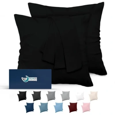 Abbildung von Kissenbezug 60x60 Schwarz 2er Set Mikrofaser Oeko TEX Zertifiziert Dreamzie Kopfkissenbezug Weich