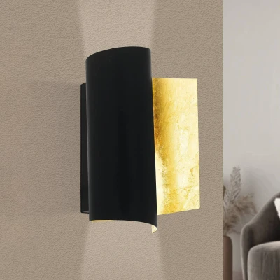 Abbildung von EGLO Wandlampe Falicetto, 1 flammige Wandleuchte Vintage, Industrial, innen aus Stahl, Wohnzimmerlampe, Flurlampe in Schwarz, Gold, E27 Fassung