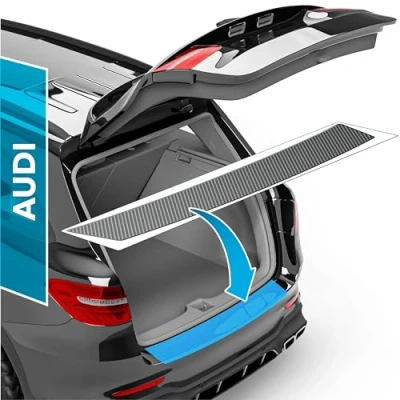 Abbildung von Auto Ladekantenschutz Folie für Audi Q3 2 (II) F3 I 2018 2024 Stoßstangenschutz, Kratzschutz, Lackschutzfolie Carbon Optik Selbstklebend