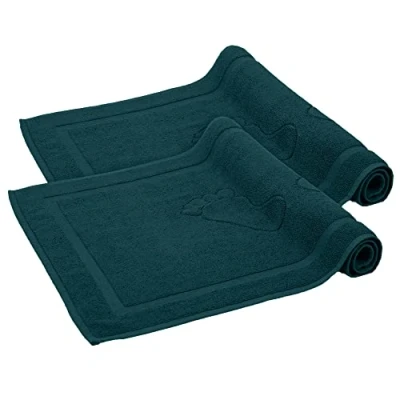 Abbildung von Komfortec Badvorleger Set 2 Teilig, Frottee Duschvorleger, Waschbar Duschmatte &amp; Badteppich, 800 g/m² &amp;100% Baumwolle, Saugfähig Schnelltrocknend, 50 x 80 cm, Petrol