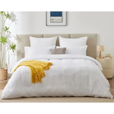 Abbildung von WAVVE Bettwäsche 200x200 3 teilig Weiß Bettbezug 200 x Set mit Kissenbezüge 65x65 cm, Sets 2x2m aus Mikrofaser Reißverschluss Weich und Bügelfrei, Weiss