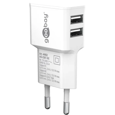Abbildung von Goobay USB A Dual Ladegerät (12 W) weiß