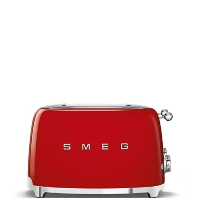 Abbildung von Smeg, Toast 4x4 TSF03RDEU, 4 Fächer für Scheiben, 6 Stufen vergoldet, Heizfunktion, Abtau und Bagel Funktion, 2 Krümelbehälter, 2000W, Rot