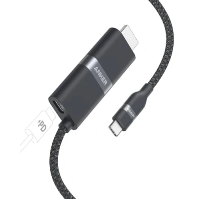 Abbildung von Anker Nano USB C auf HDMI Kabel Adapter mit 140W PD Schnelllade Port, 4K@60Hz Kabel, nachhaltig Advanced Shielding, Thunderbolt 5/4/3 kompatibel, für MacBook, iPhone, HD TV (90cm)
