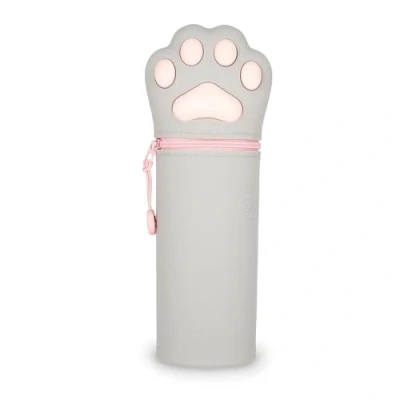 Abbildung von Legami Kawaii 2 in 1 Federmäppchen aus weichem Silikon, Motiv Kitty Paw, Stifthalter für den Tisch, Reißverschluss, Stifte Buntstifte, Filzstifte, H 21,5 cm