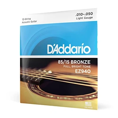 Abbildung von D&#039;Addario Gitarrensaiten Westerngitarre Akustikgitarre Saiten 12 saitige DER BELIEBTESTEN SAITENMARKE WELTWEIT EZ940 85/15 Bronze Light (10 50)