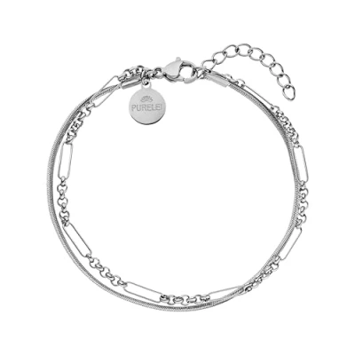 Abbildung von Purelei® Sleeky Unison Armband (Silber) Elegantes, verspieltes Damen Edelstahl Verstellbare Länge 16 19 cm Hawaiianisch inspiriert &amp; wasserfest