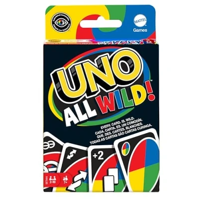 Abbildung von Mattel Games HHL33 UNO All Wild Kartenspiel mit 112 Karten, Reisespiel, Kinderspiel, Familienspiel und Gesellschaftsspiel, ab 7 Jahren