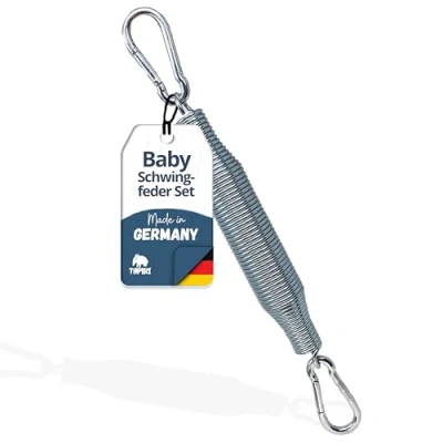 Abbildung von Schwingfeder Set für die Federwiege Baby und Hängematte, Made in Germany, Speziell inkl. 2 Karabiner