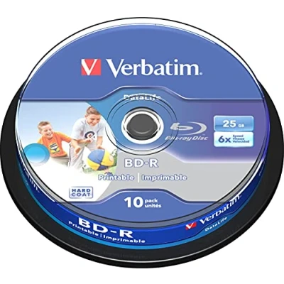 Abbildung von Verbatim BD R SL Blu Ray Rohlinge, Datalife Disc mit 25 GB Datenspeicher, kompatibel Playern und Brennern sämtlicher Hersteller, 10er Pack