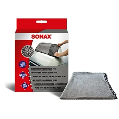 Abbildung von SONAX MicrofaserTrockenTuch Plus (1 Stück) im Großformat zur perfekten, streifenfreien Trocknung von Fahrzeugen / Art Nr. 04512000