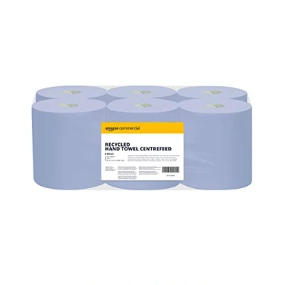 Abbildung von AmazonCommercial Papierhandtücher, 2 lagig Centrefeed Rolle Recycelt, 6 Rollen (1 packung), 450 Blätter per Rolle, Blattgröße: 30 cm x 20 cm, Blau