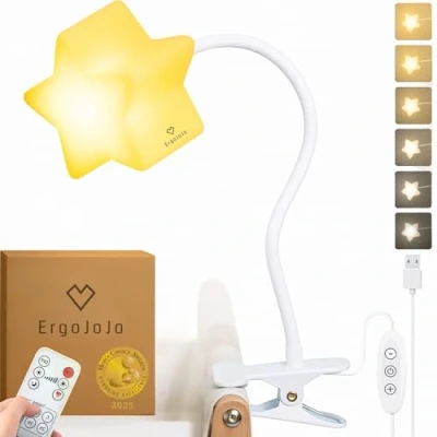 Abbildung von Ergojojo LED Clip On Star Light, a Unique Baby lamp Ideal Breastfeeding Night Light for Next to me Crib, Bedside Lamps, Bedroom Accessories, Reading &amp; Desk