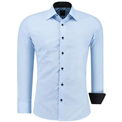 Abbildung von J&#039;S FASHION Herren Hemd Slim Fit Langarm Freizeithemd Pflegeleicht Bügelleicht Hellblau S