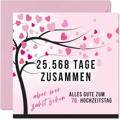 Abbildung von Stuff4 70. Hochzeitstag Karte Liebe 25568 Tage Zusammen 70 Jahrestag Geschenke für Mein Mann Ehemann Meine Frau Ehefrau, 145mm Lustig Glückwunschkarten