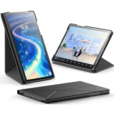 Abbildung von INFILAND Book Hülle für Samsung Galaxy Tab A9+/ A9 Plus 11 Zoll 2023 SM X210/X216/X218, Faltbarer Ständer mit Quer und Hochformat, Auto Schlaf/Aufwach Schutzhülle Tablet Plus, Schwarz