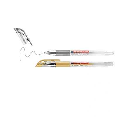 Abbildung von edding 2185 Gelroller gold, silber (metallic) 2 Stifte 0,7 mm Gelstifte zum Schreiben, Malen, Mandala, Bulletjournal Gelschreiber, Gelmalstifte