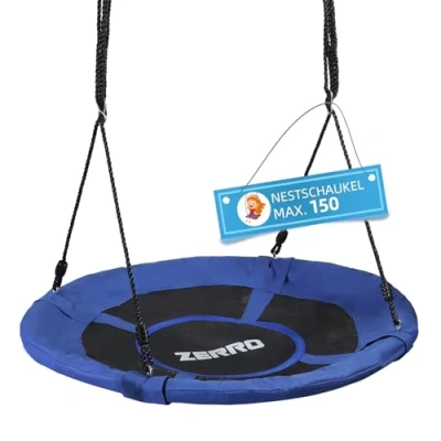 Abbildung von ZERRO Nestschaukel Outdoor &amp; Indoor bis zu 150kg Höhenverstellbare Ø120cm Netzschaukel für Kinder und Erwachsene,Blau