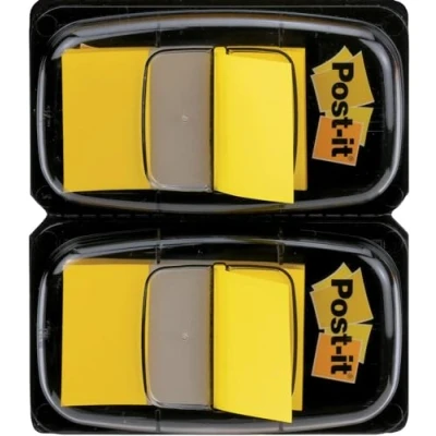Abbildung von Post it Index Haftstreifen, Standard, Gelb, 2 Spender, 25.4 mm x 43.2 mm, 50 Haftstreifen/Spender Extrastarke Haftstreifen für Dokumente und Informationen
