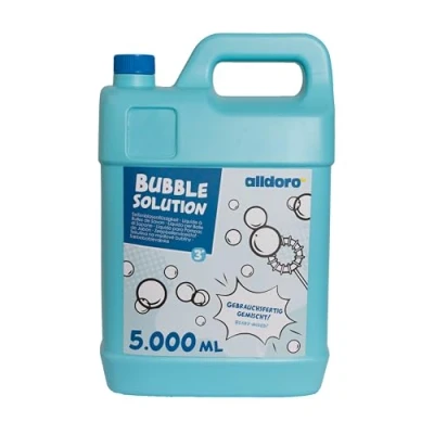Abbildung von alldoro 60658 Bubble Fun Seifenblasenflüssigkeit im 5000 ml Kanister, Seifenwasser als 5 Liter XXL Vorrat, Nachfüllkanister für Bunte &amp; große Seifenblasen, Kinder, Erwachsene, Partys Events