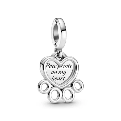 Abbildung von Pandora Charm Anhänger Silber &quot;Hundepfote&quot; Gravur möglich 799360C00