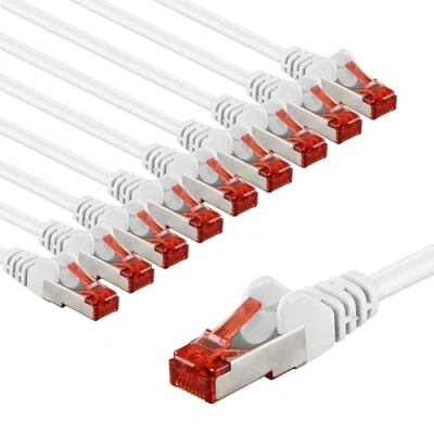 Abbildung von goobay 65988 CAT6 Netzwerkkabel im 10er Set/Patchkabel geschirmt S/FTP/CU Ethernet Kabel, PiMF, LSZH/Cat 6 Kabel mit 10Gbits / Weiß 10x 3m