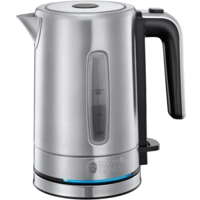 Abbildung von Russell Hobbs Wasserkocher klein [0,8l] Compact Edelstahl (2200W, LED Beleuchtung, herausnehmbarer Kalkfilter, außenliegende Wasserstandsanzeige, kleiner Reisewasserkocher) Teekocher 24190 70