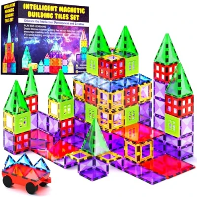 Abbildung von Desire Deluxe Magnetische Bausteine Magnet Montessori Spielzeug für Kinder, Magnetbausteine Jungen und Mädchen, 3 4 5 6 7 8 Jahre alt, 57pc Set