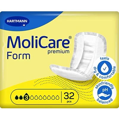 Abbildung von MoliCare Premium Form 3 Tropfen, für leichte Inkontinenz: maximale Sicherheit, extra Auslaufschutz und Diskretion Frauen Männer, zu verwenden mit Fixpants, 32 Stück