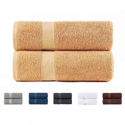 Abbildung von Todocama 2 große Badetücher, 100% Baumwolle, 550 g/m², extra weich, sehr saugfähig und schnell trocknend, Maße 100 x 150 cm, Beige