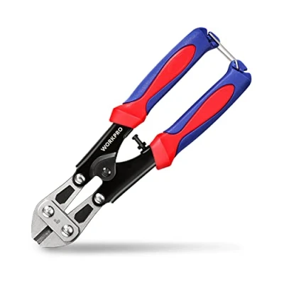 Abbildung von WORKPRO Bolzenschneider 210mm, bis Ø2,3mm, CR MO/Gummigriff, Mini Seitenschneider mit Schloss